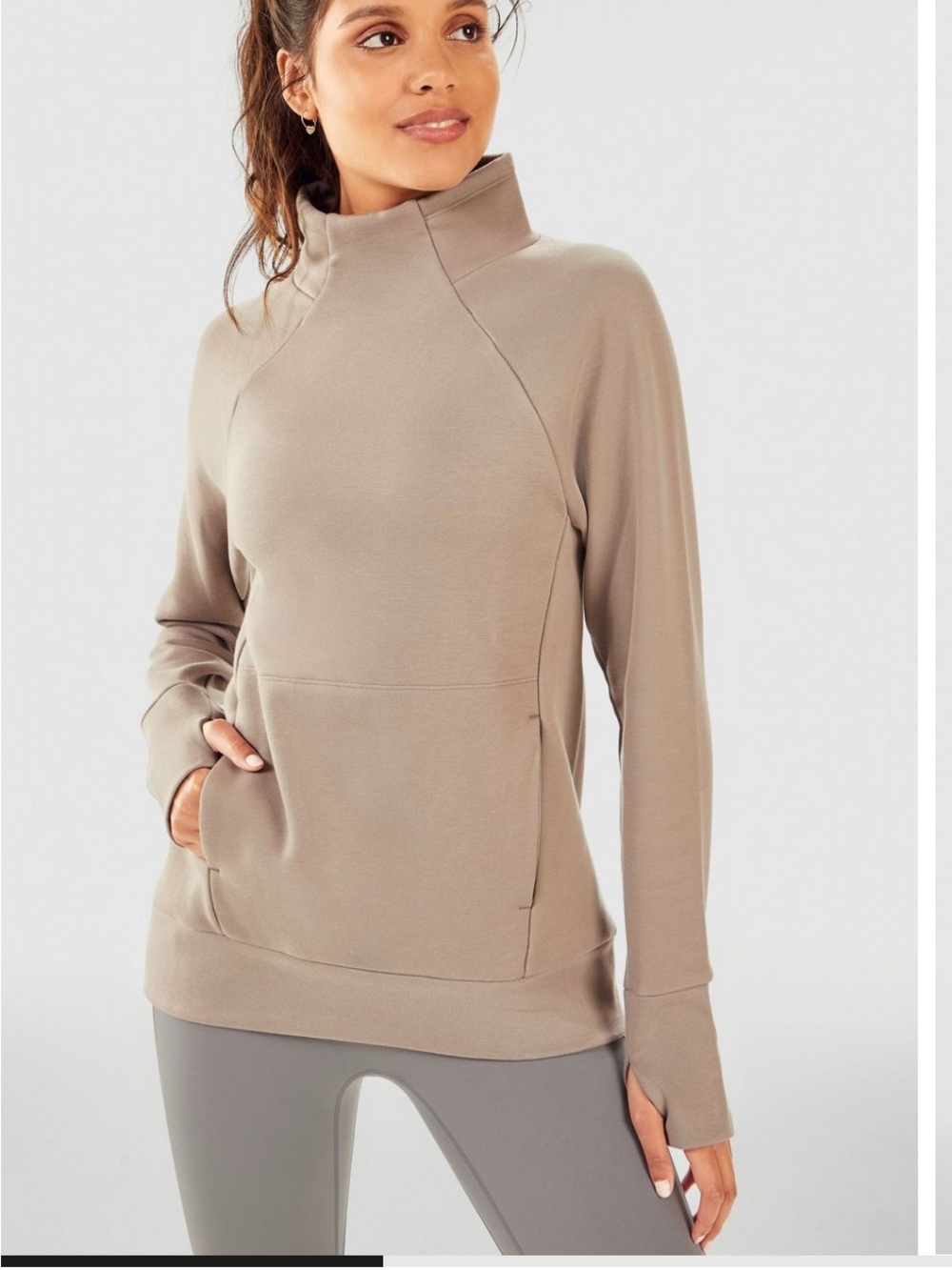 Fabletics Taupe Scuba Pullover Zaylee Funnel Neck Sweatshirt XS